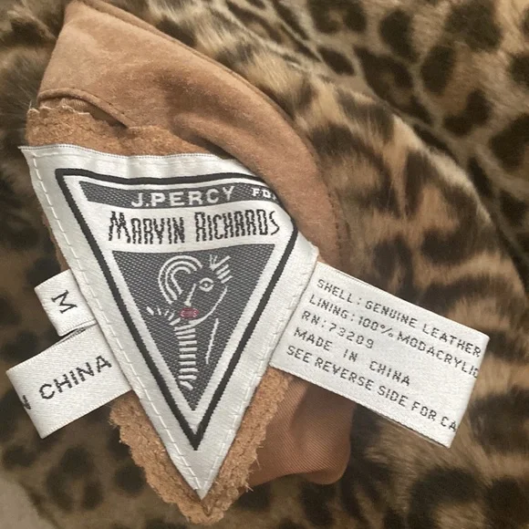 Women’s J Percy For Marvin Richards Reversible Leather/Faux Animal Print Coat - Picture 6 of 10